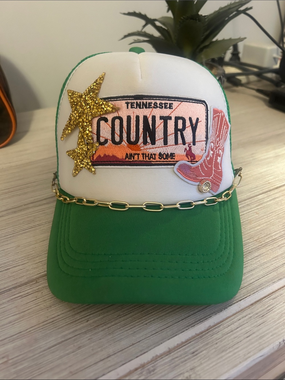 Tennessee Country Trucker Hat with Gold Chain & Stars